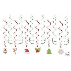 NOEL SPIRALE METALISEE A SUSPENDRE LOT DE 12