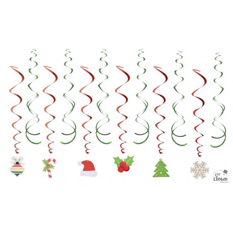 NOEL SPIRALE METALISEE A SUSPENDRE LOT DE 12