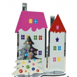 NOEL DECO EFFET MIROIR MAISONS 20CM