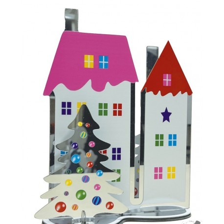 NOEL DECO EFFET MIROIR MAISONS 20CM