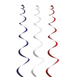 spirale metalisée bleu blanc rouge lot de 6