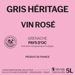 VIN ROSÉ GRIS HERITAGE - IGP d'OC- BIB 5 L