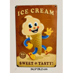 Plaque Métal décorative Ice Cream 34.5 x 28.2 cm