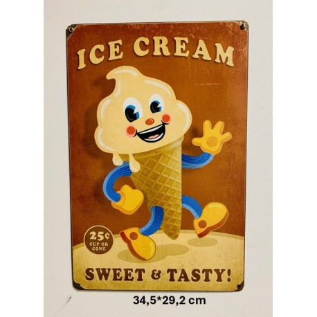 Plaque Métal décorative Ice Cream 34.5 x 28.2 cm