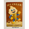 Plaque Métal décorative Ice Cream 34.5 x 28.2 cm