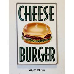 Plaque Métal décorative Cheese Burger 44.5 x 29 cm