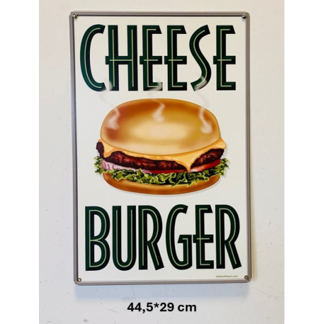 Plaque Métal décorative Cheese Burger 44.5 x 29 cm