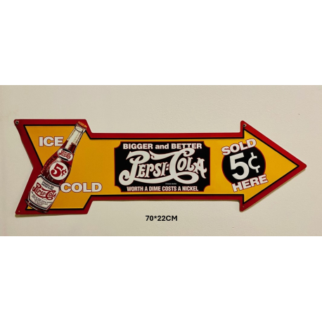 Plaque Métal décorative pepsi cola 70 x 22 cm