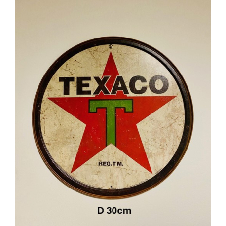 Plaque Métal décorative Texaco diam 30