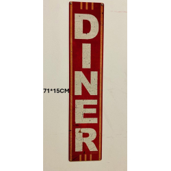 Plaque Métal décorative diner verticale 71 x 15 cm