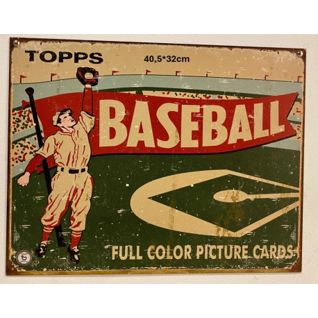 Plaque Métal décorative basball 40.5 x 32 cm