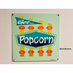 Plaque Métal décorative popcorn 29.5 x 29.5 cm