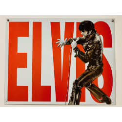 Plaque Métal décorative Elvis ecrit rouge 40.5x32